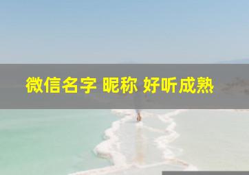 微信名字 昵称 好听成熟